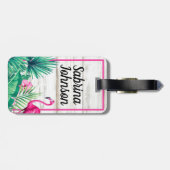 Tropical Floral Pink Flamingo Klassisches Extravag Gepäckanhänger (Rückseite horizontal)