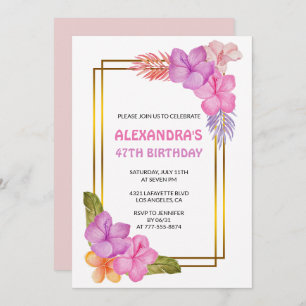 Tropical Floral Pink Luxury 47. Geburtstag Einladung