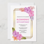 Tropical Floral Pink Luxus 86. Geburtstag Einladung (Vorderseite)