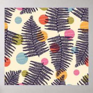 Tropical Floral Polka: Exotisches Vintages Design Poster