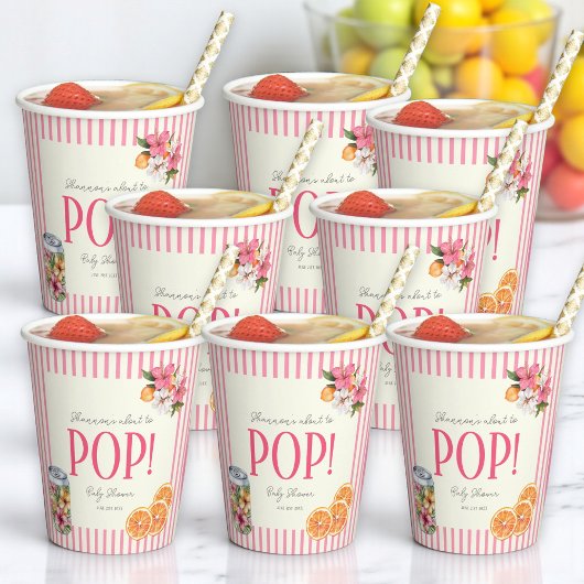 Tropical Floral POP! Baby Shower Paper Cups Pappbecher
