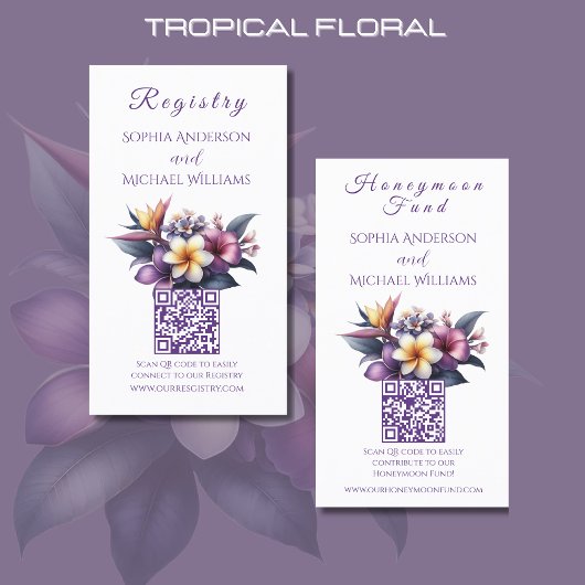 Tropical Floral - Registry-Honeymoon Visitenkarte
