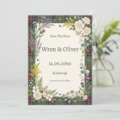 Tropical Floral Save the Date Card (Stehend Vorderseite)