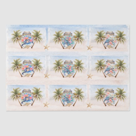 Tropical Floral Sea Turtles in a Jar Decoupage  Seidenpapier (Vorderseite)