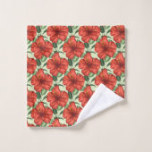 Tropical floral seamless pattern red flowers badhandtuch set (Waschlappen)
