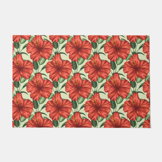 Tropical floral seamless pattern red flowers fußmatte (Vorderseite)