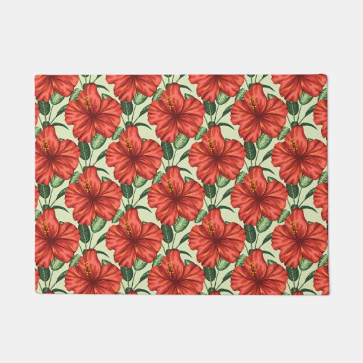 Tropical floral seamless pattern red flowers fußmatte (Vorderseite)