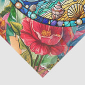 Tropical Floral Stained Glass Sun Face Decoupage Seidenpapier (Detail)