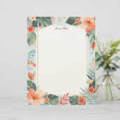 Tropical Floral Stationery Paper Briefbogen (Stehend Vorderseite)