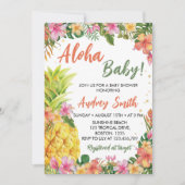 Tropical Floral Summer Aloha Baby Dusche Einladung (Vorderseite)
