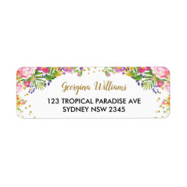 Tropical Floral Summer Aloha Rücksendeadresse Labe