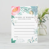 Tropical Floral Summer Brautparty Hinweiskarte (Stehend Vorderseite)
