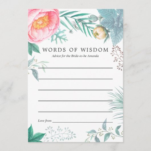 Tropical Floral Summer Brautparty Hinweiskarte (Vorderseite)