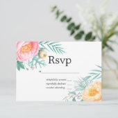 Tropical Floral Summer Pastel Floral Wedding RSVP Karte (Stehend Vorderseite)