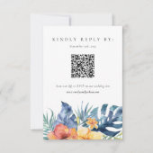 Tropical Floral Summer QR Code Wedding RSVP (Vorderseite)