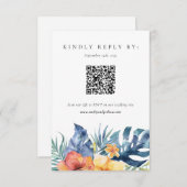 Tropical Floral Summer QR Code Wedding RSVP (Vorne/Hinten)