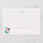 Tropical Floral Summer Recipe Card Coastal Ankündigung (Rückseite)