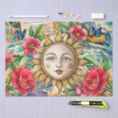 Tropical Floral Sun Face Decoupage Seidenpapier (Handwerk)
