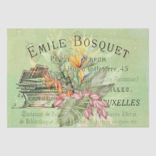 Tropical Floral Vintag Ephemere Decoupage Seidenpapier (Vorderseite)