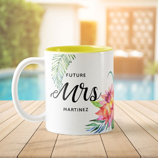 Tropical Floral Water Future Frau Palm Leaf Zweifarbige Tasse