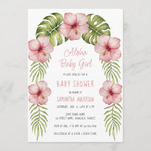 Tropical Floral Watercolor Aloha Baby Girl Dusche Einladung