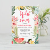 Tropical Floral Watercolor Brautparty Invitati Einladung (Stehend Vorderseite)
