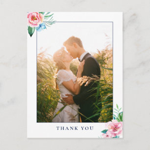 Tropical Floral Watercolor Wedding Foto Vielen Dan Postkarte