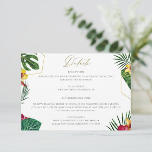 Tropical Floral Wedding Details Card Einladung