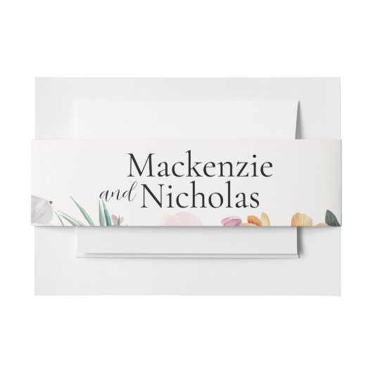Tropical Floral Wedding Einladung Bauchband Einladungsbanderole (Vorderseite Beispiel)