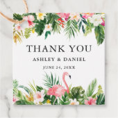 Tropical Floral Wedding Flamingo Vielen Dank Geschenkanhänger (Vorderseite)