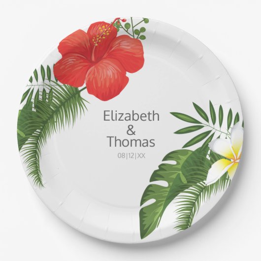Tropical Floral Wedding ID475 Pappteller (Vorderseite)