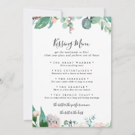 Tropical Floral Wedding Kissing Menu Game Card