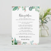 Tropical Floral Wedding Kissing Menu Game Card (Stehend Vorderseite)