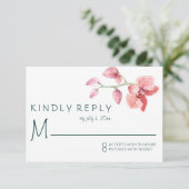 Tropical Floral Wedding Orchid RSVP Karte (Stehend Vorderseite)