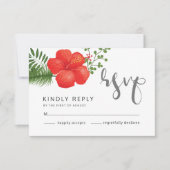 Tropical Floral Wedding RSVP ID475 Karte (Vorderseite)