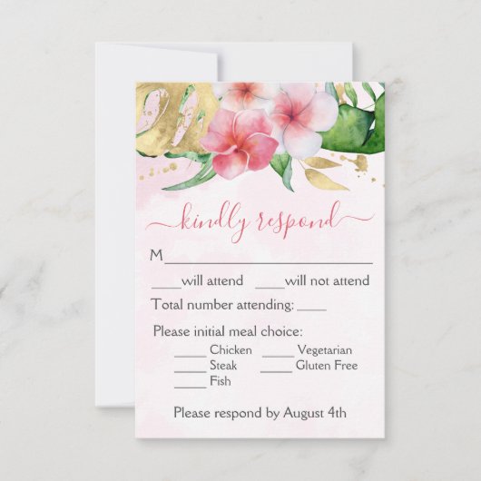 Tropical Floral Wedding RSVP Karte (Vorderseite)