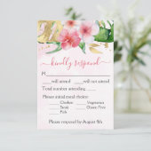 Tropical Floral Wedding RSVP Karte (Stehend Vorderseite)