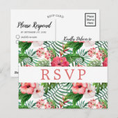 Tropical Floral Wedding RSVP Postkarte (Vorne/Hinten)