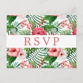 Tropical Floral Wedding RSVP Postkarte