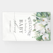 Tropical Floral White King Protea Babydusche Banner (Horizontal)