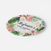 Tropical Floral Wreath Summer Baby Dusche Pappteller (Schrägansicht)
