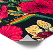 Tropical Florals and Hummingbird - Summer Botanica Poster (Ecke)