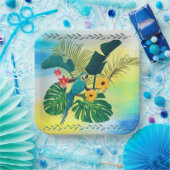 Tropical Florals Blätter Parrot Pappteller (Party)