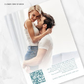 Tropical Florals Foto QR Code Aquamarin Hochzeit Einladung