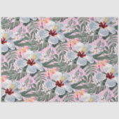 Tropical Florals Grau, Rosa, Weiß Seidenpapier (Vorderseite)