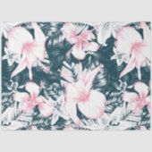 Tropical Florals Navy Pink Seidenpapier (Vorderseite)