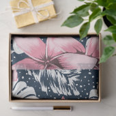 Tropical Florals Navy Pink Seidenpapier (Geschenk)
