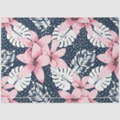 Tropical Florals Navy Pink Seidenpapier (Vorderseite)
