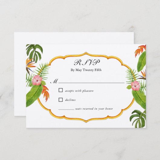 Tropical Florals Wedding RSVP (Vorne/Hinten)