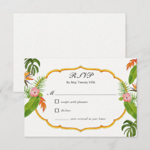Tropical Florals Wedding RSVP Karte